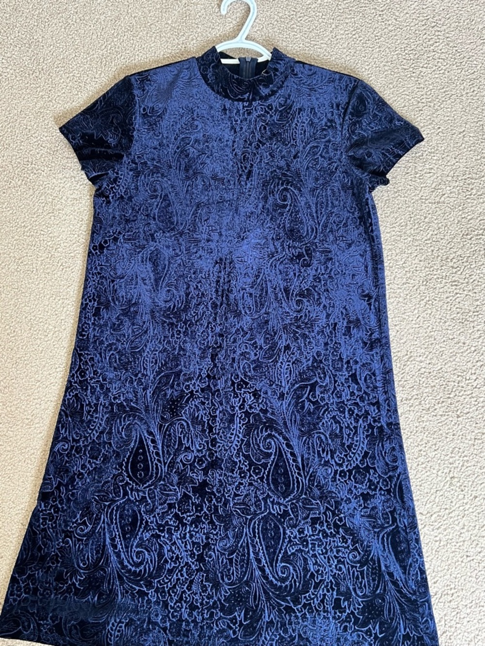 Navy Velvet Paisley dress